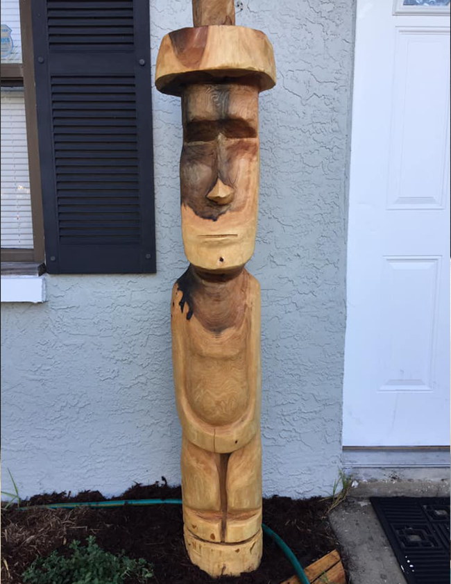 cypress easter island tiki carving