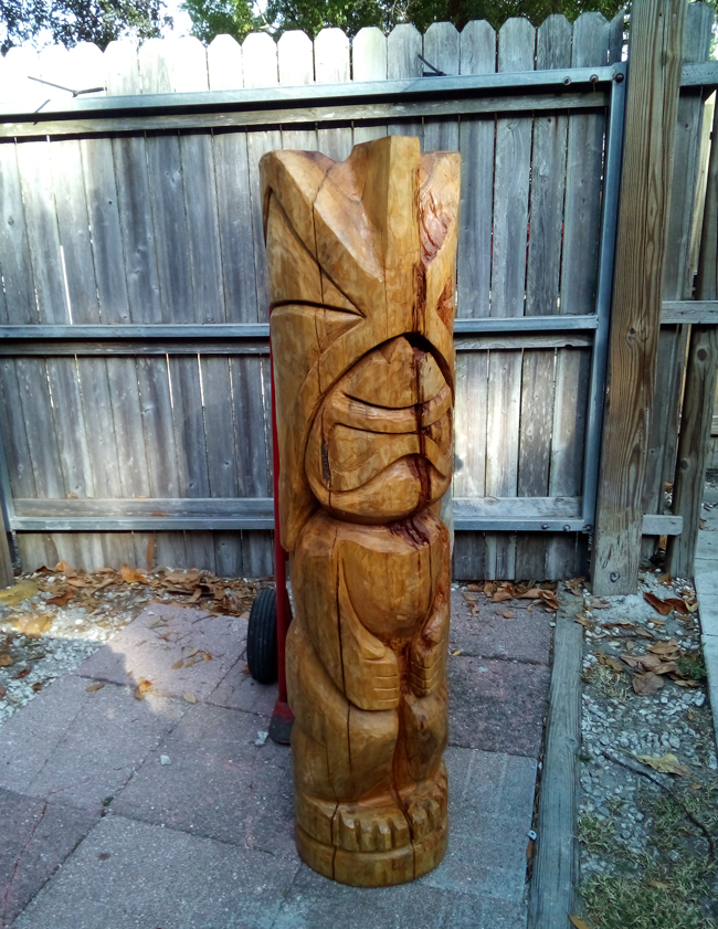 Elvis Caron Chainsaw Carving Kane Tiki God